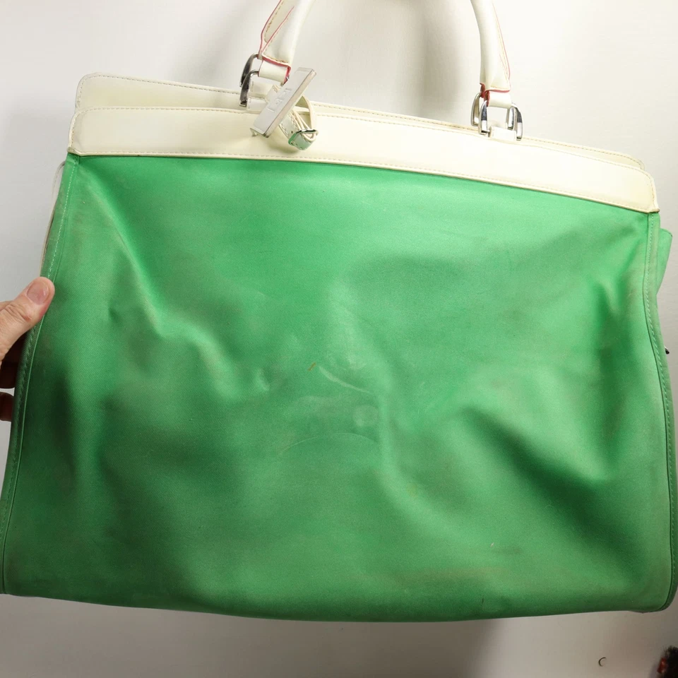 Bolso de viaje Diane von Furstenberg Weekender XL verde lona imitación cuero Foto 4 de 4