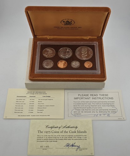 1975 Cook Islands 7 Pc Proof Set With Naughty Dong Dollar With Box And COA - Picture 5 of 7