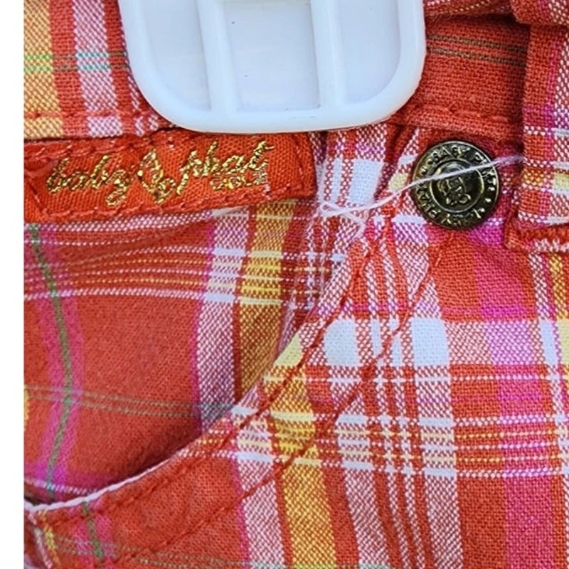 Pantalones Cortos Baby Phat Auténticos a Cuadros Niñas 18 M Rosa Naranja Dorado Bordados Y2K Foto 3 de 4
