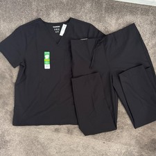 Scrubstar Scrubs Set Black L Unisex Top Pants Medical Uniform NWT