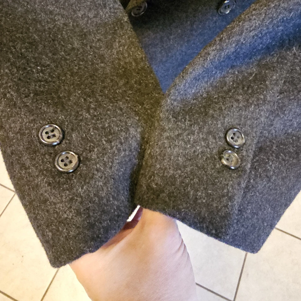 Abrigo Vintage Pierre Cardin 100% Lana Para Hombre 46R Gris Doble Pecho EE. UU. Foto 4 de 4