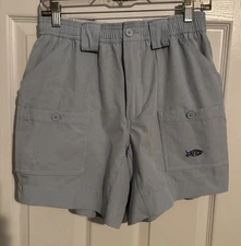 AFTCO Original Fishing Shorts Men’s Size 32 Cargo Pocket Fish Light Blue