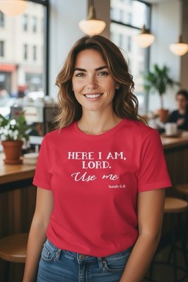 Here I Am Graphic Tee 2XLRed Gildan Cotton Tee Short Sleeve
