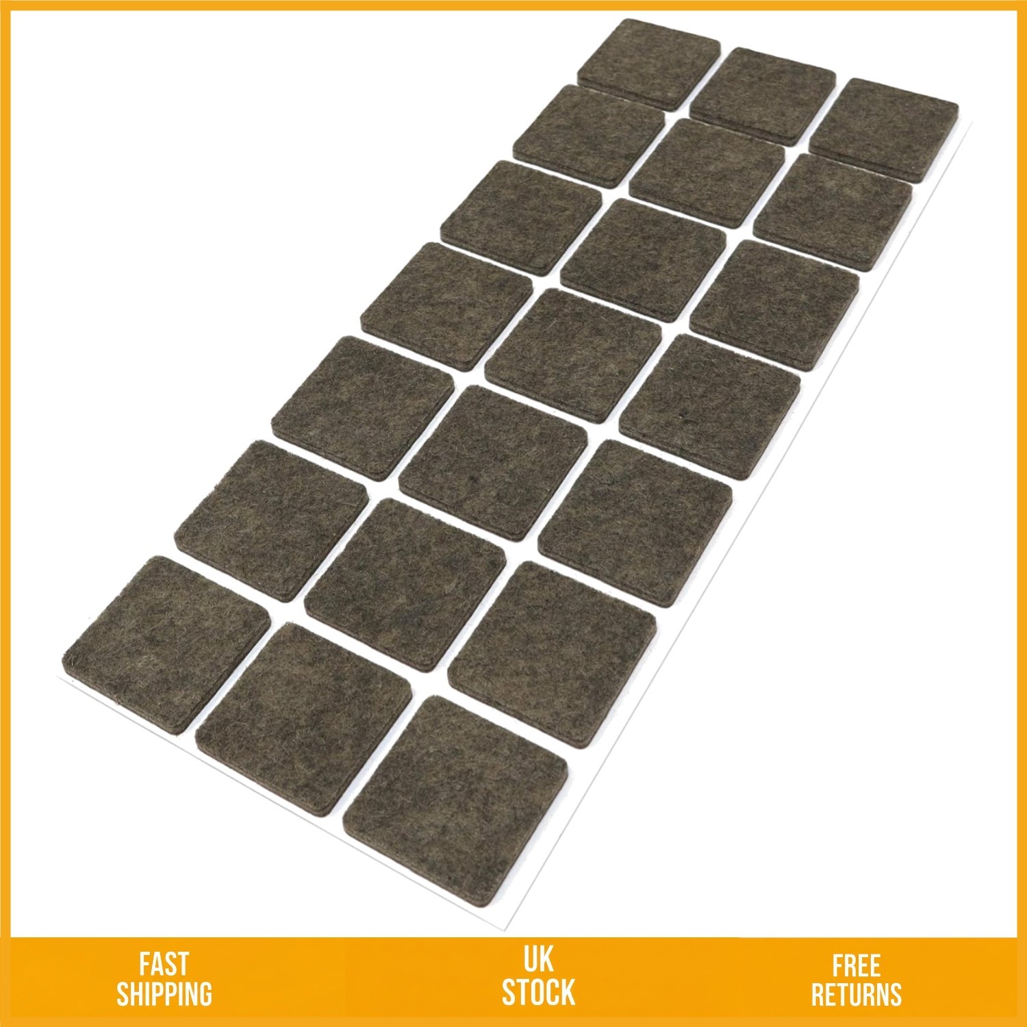 Durable Brown Square Self Adhesive Furniture Felt Floor Pads 30mm 21pk