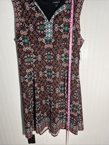 Abito casual elasticizzato senza maniche floreale bordeaux verde acqua Liz Claiborne taglia 16 nuovo con etichette - Foto 4 di 15