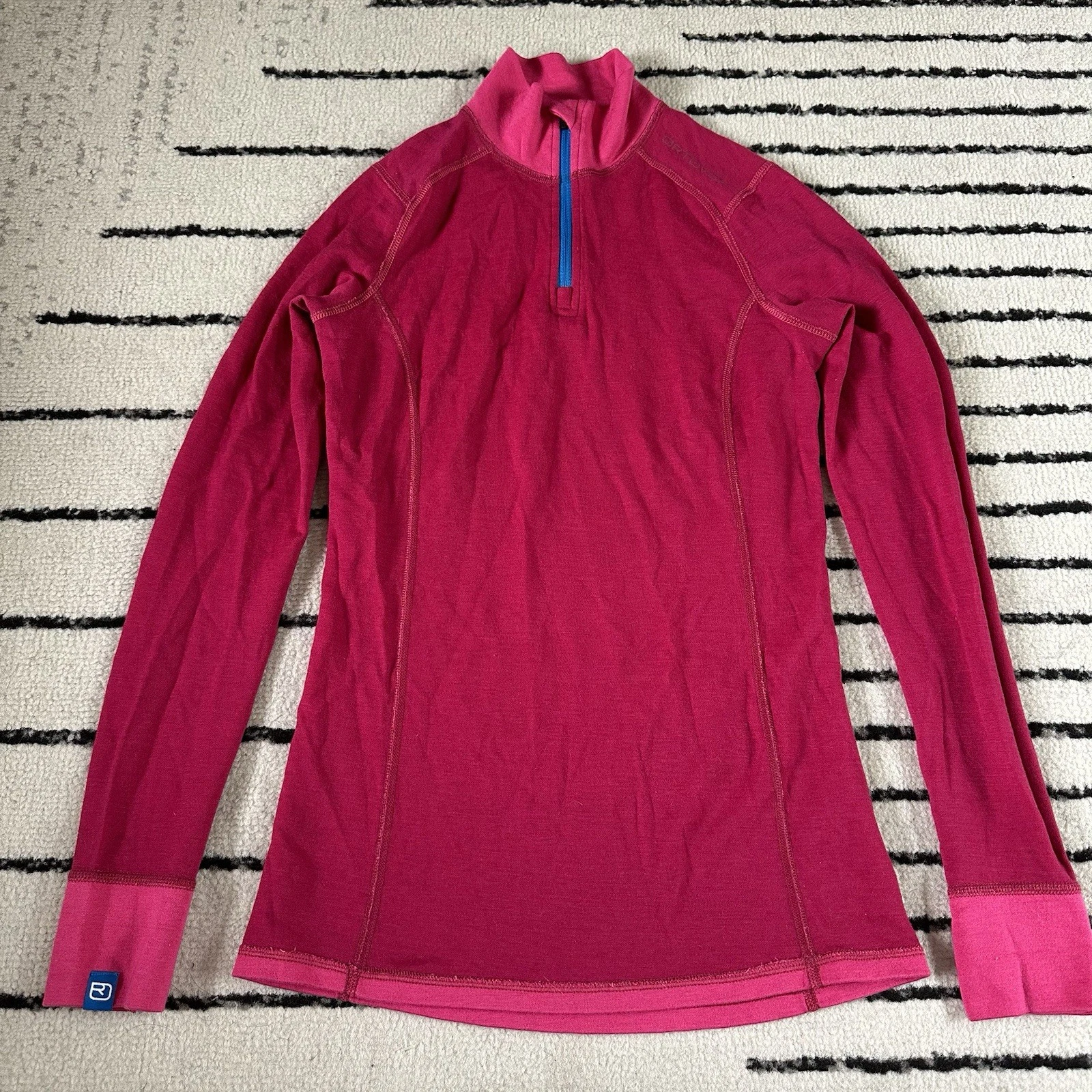 Ortovox Merino Wool 1/4 Zip Base Layer Pink Long Sleeve Shirt Women’s Size XS