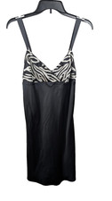 Cruz Natori Chemise Womens Medium Black Silver Animal Print Sleepwear Adjustable