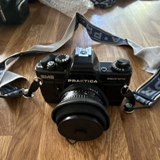 Praktica BMS electronic 35mm SLR Film Camera w/ Prakticar Lens & TZ1 Flash