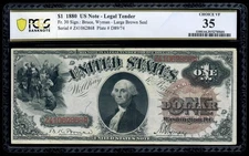 $1  1880 US Note-Legal Tender , Fr.30  Sawhorse Large Brown Seal PCGS 35 VF