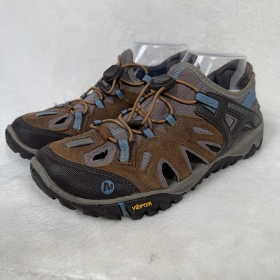 Merrell Sport Trail Hiking Vibram Sandals Brown Blue Closed Toe Shoes Size 9