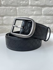 Gucci GG Microguccissima Logo Black Leather Belt Women's size 85