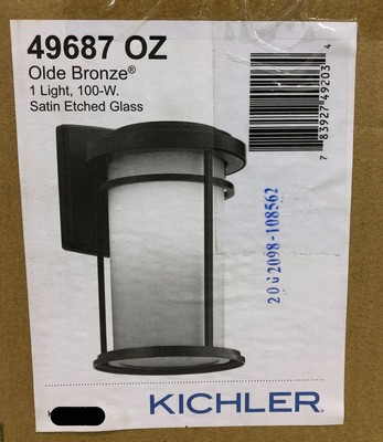 Kichler Toman 1-Light Olde Bronze Outdoor Wall Mount Sconce Satin Etched Glass