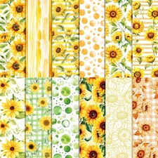24 PCS Sunflower Scrapbook Paper Pads Sunflower Pattern Double Sided Craft De...
