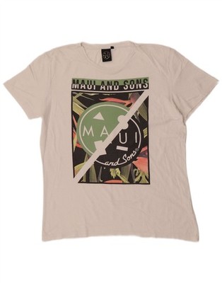 Maui and Sons Herren Grafik T-Shirt Oberteil XL weiß Baumwolle DE15