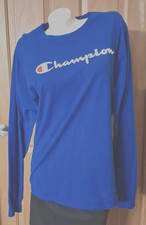 Champion Authentic Activewear Long Sleeve T-Shirt Blue Women's Large