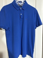 REDUCED Tommy Hilfiger Mens Polo Short Sleeve Shirt-Size Large Blue-EUC FREE SH