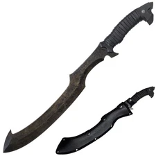 21.5in Hand cast Manganese Steel/Short Curved Sword/Full Tang/Leather Sheath