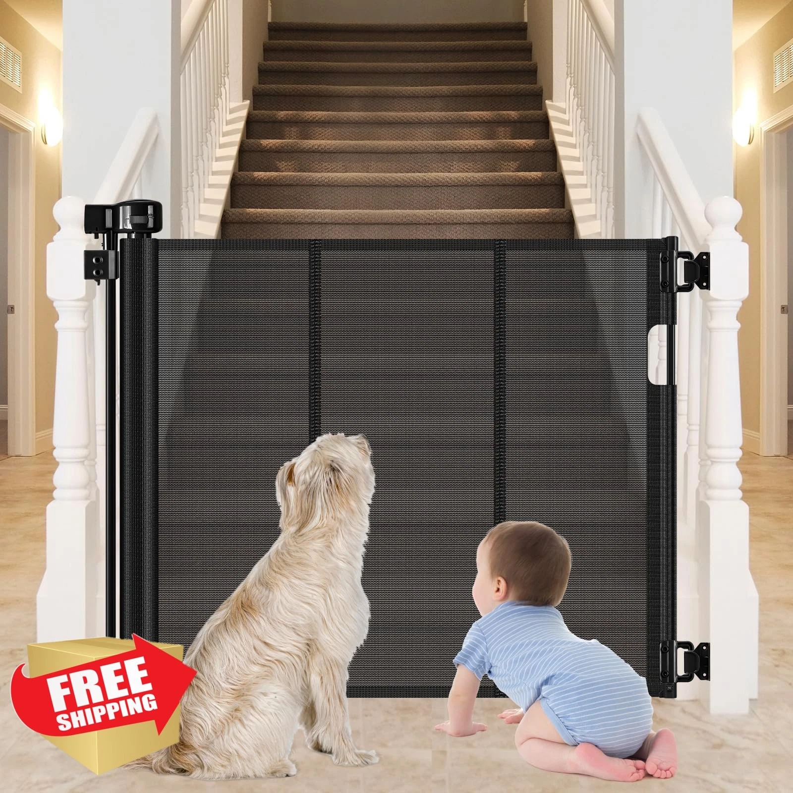 BETERTEK Black 80" Retractable Baby Gate