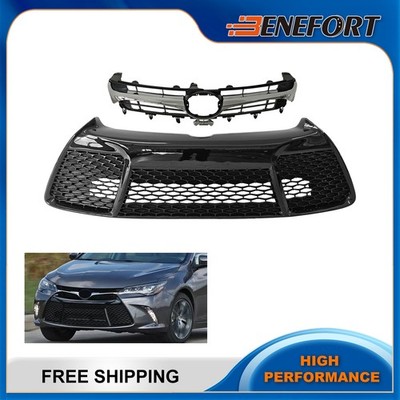 Front Upper & Lower Bumper Grille 2PCS For 2015 2016 2017 Toyota Camry SE XSE