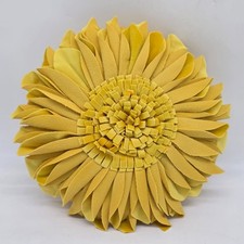 Yellow Sunflower Shaped Decorative Throw Pillow Round Textured Petal 11"