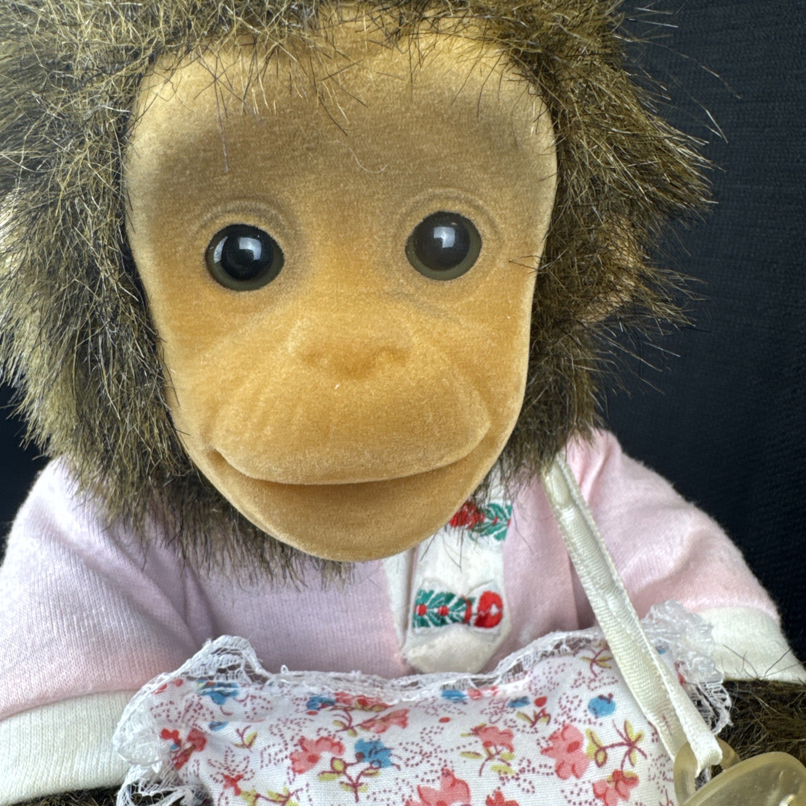 Hosung Baby Monkey Pacifier Pink Pillow 10" Plush Stuffed Animal Vintage 1994