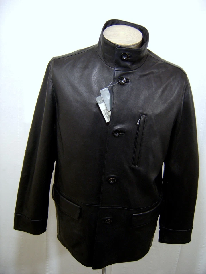 Daniel Cremieux $595 Men’s Genuine Leather Reversible Jacket Coat Button Black M - Image 2 of 4