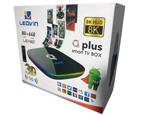 Android Smart TV Box Q Plus 12.0 WiFi 5G 8K QuadCore 8GB + 64GB Rom Full HD Ram - Foto 7 di 8
