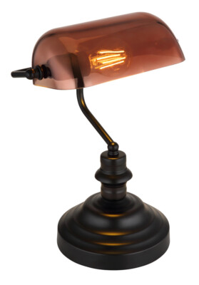 GLOBO Antique Büro Banker Schreibtisch Tisch Leuchte Lampe schwarz kupfer E27