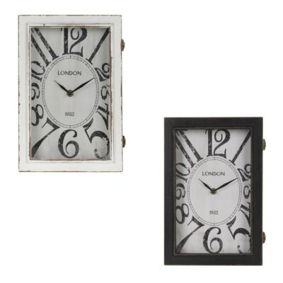 Wanduhr schwarz oder weiß mit 30x20cm Kasten Holz Tischuhr Standuhr Uhrenschrank