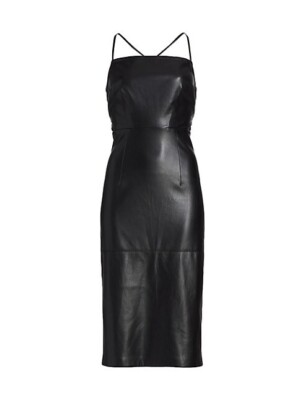 Good American New Womens Size 3 Black Vacay Lace Up Faux Leather Sheath  Dress | eBay