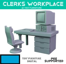 Clerk's Workplace-The PC parts are all separate pieces!-Retro computer-28mm/32mm