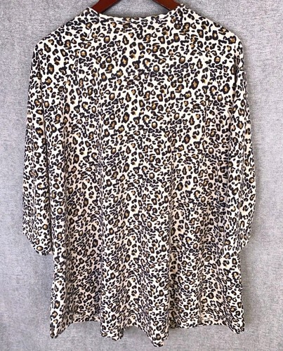 Autograph Jumper Womens Plus Size 16 Brown Animal Print 3/4 Sleeve Zip Stretch - Picture 5 of 12