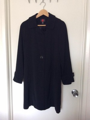 GALLERY Water Resistant Hooded Rain Jacket/Coat In Black  New XS