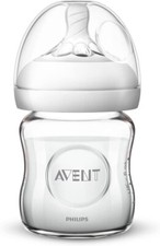 Philips AVENT Natural Glass Baby Bottle Clear Nursing Feeding 4 Oz NEW