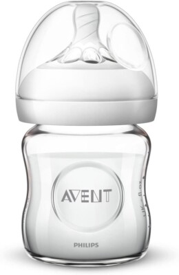 Philips AVENT Natural Glass Baby Bottle Clear Nursing Feeding  4 Oz NEW