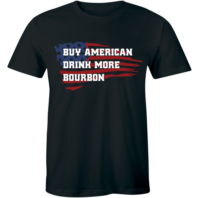Mens Buy American Drink Bourbon TShirt Usa Patriotic Party Alcohol