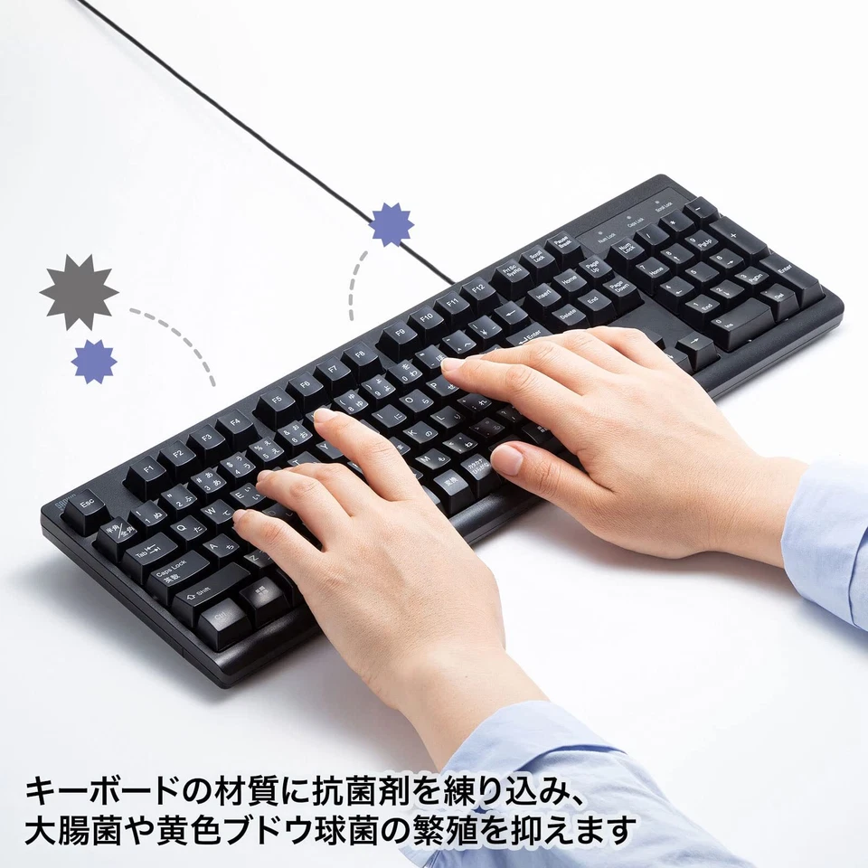 Sanwa Supply Keyboard Wired USB Connection Waterproof Dustproof 109key SKB-BS6BK - Image 3 of 4