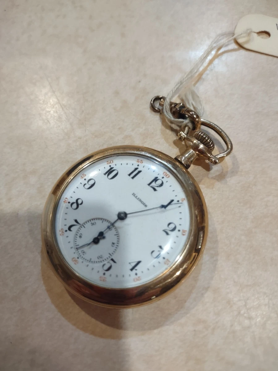 Illinois antique pocket watch with second hand gold filled case 11