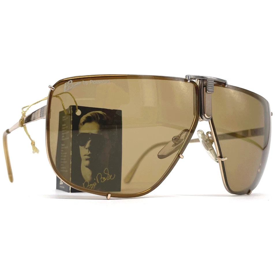 Gafas de sol vintage Boris Becker 4804A de Polaroid - 80S Italia - grandes - doradas NOS Foto 4 de 4