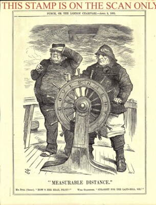 1881 Punch Tenneil Gladstone & John Bull Cartoon Print 'Measurable Distance' /88