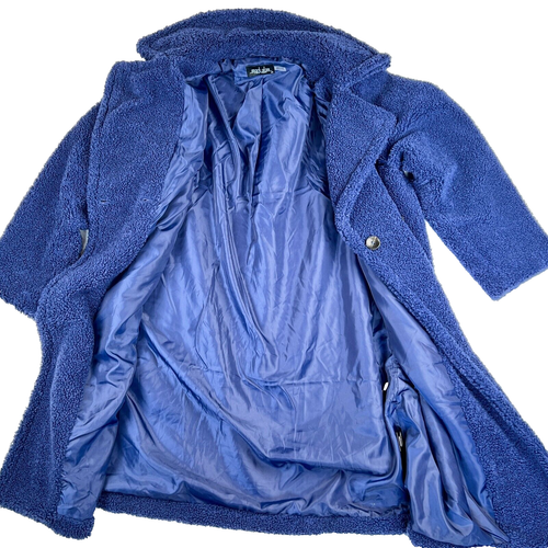 Cappotto donna Mark Alan orsacchiotto blu pile foderato tasche bottoni taglia 2XL - Foto 4 di 13