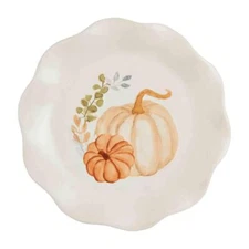 Mud Pie Home Watercolor Pumpkin Gourd Thanksgiving Salad Dessert Plate