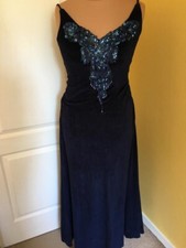 Navy Long Velour Vintage Evening Bridesmaid Dress 10/12