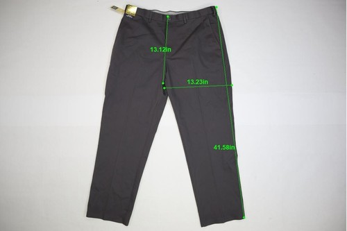 Haggar Men's Iron-Free Premium Khaki Classic Fit Flat Front Pant Dark Grey 38x32 - Picture 2 of 15