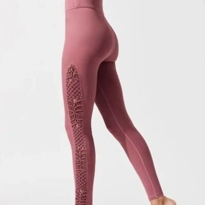 Carbon38 Tanjung Sayang Macrame Crochet Legging in Mauve Pink - Small