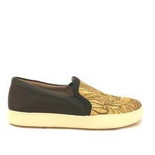 Naturalizer Women's 6 M Marianne Black Leather Embroidery Gold Fashion Sneaker