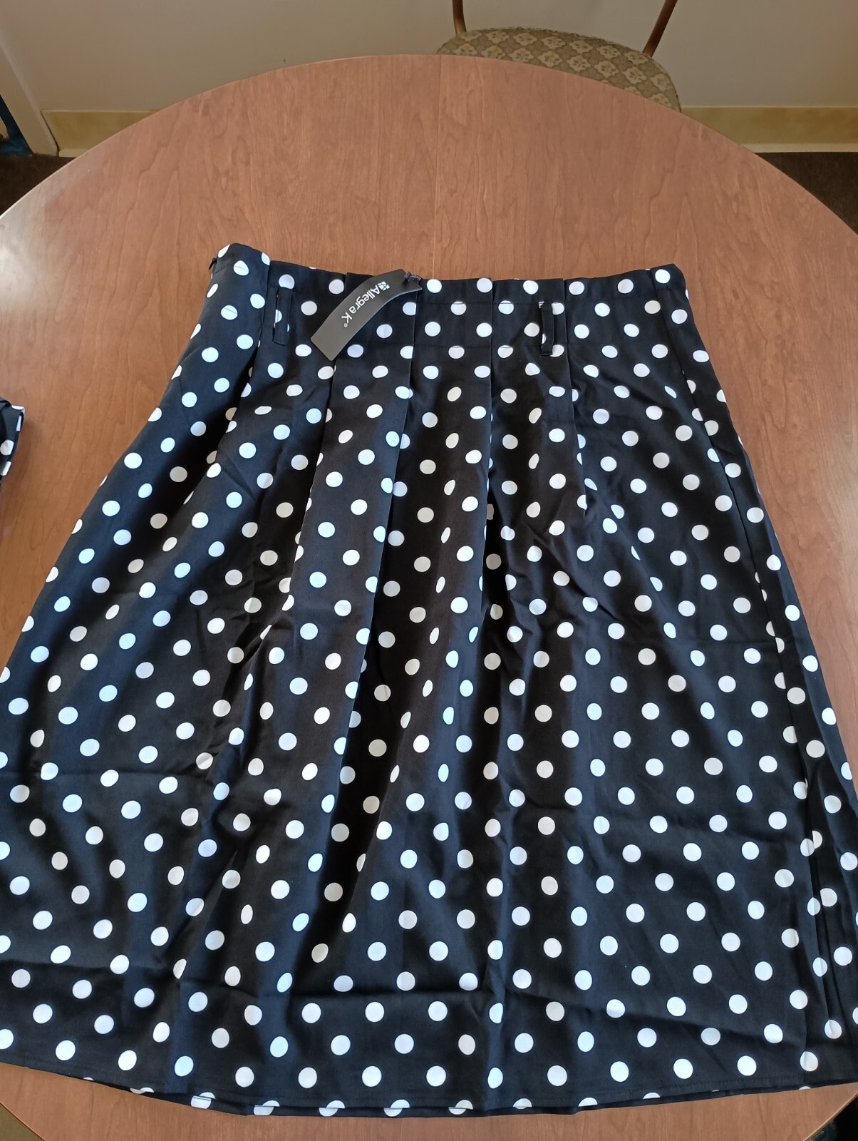 Allegra K Womens XL Black White Polka Dot Polyester Skirt