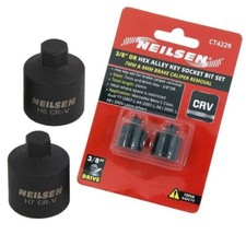 BRAKE CALIPER BOLT SOCKET SET 7mm & 8mm Hex Stubby 3/8" Drive Short Allen Keys