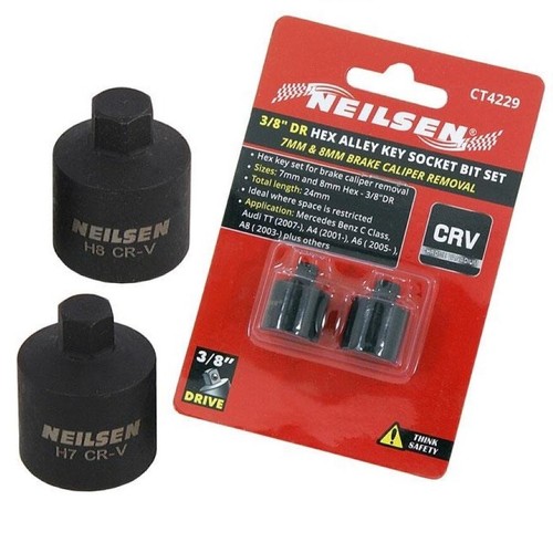 BRAKE CALIPER BOLT SOCKET SET 7mm & 8mm Hex Stubby 3/8" Drive Short