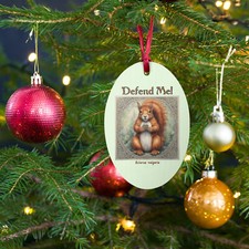 "Defend Me" Wooden ornament Red Squirrel Sciurus Vulgaris UK Invasive Species